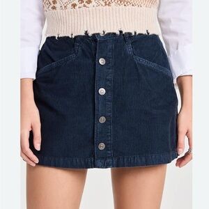 Free People Navy Corduroy Mini Skirt